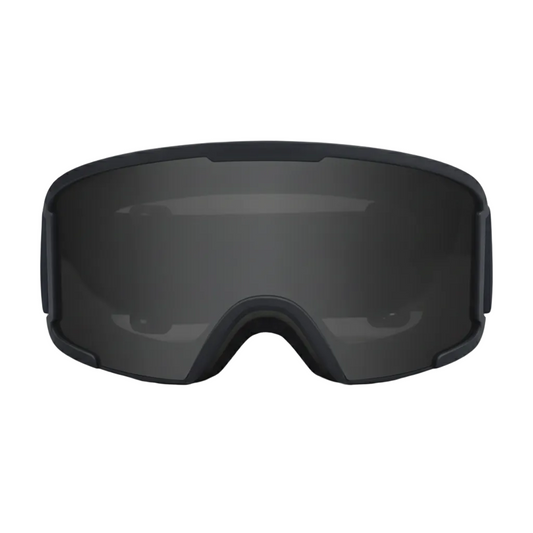 Black framed ski goggles