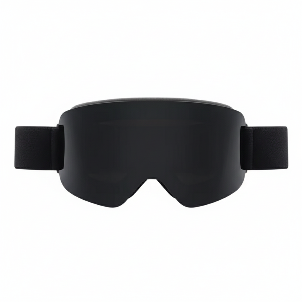Black tinted ski goggles