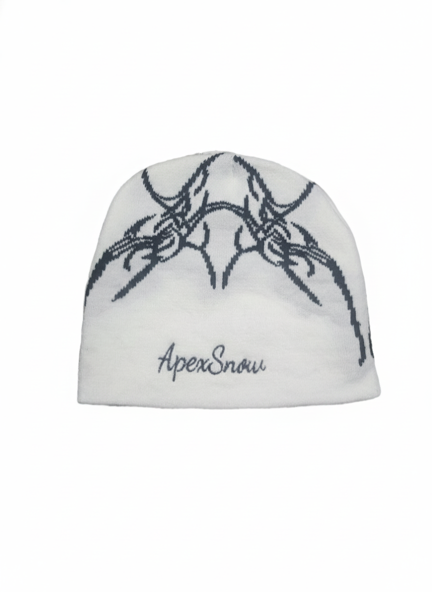 Black on white beanie
